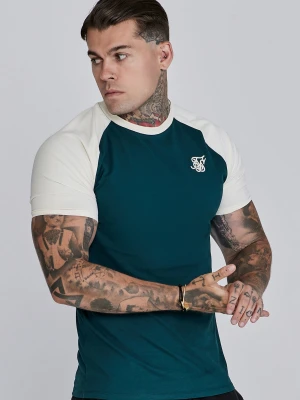 SikSilk Męski Zielony i Ecru T-Shirt Raglan