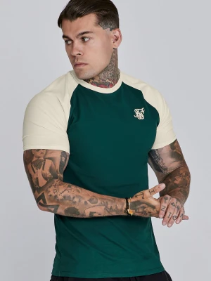 SikSilk Męski Zielony i Ecru T-Shirt Raglan
