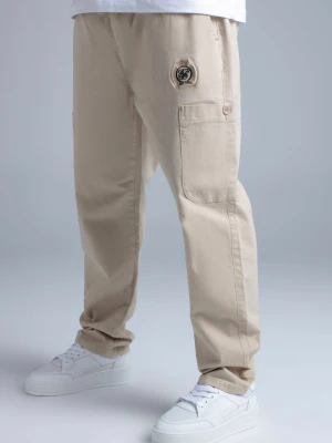 SikSilk Męskie Beżowe Luźne Pasujące Spodnie Cargo