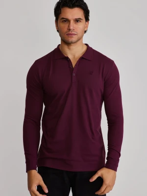 SikSilk Męskie Bordowe LS Button Polo