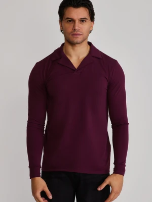 SikSilk Męskie Bordowy LS Revere Polo