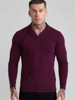 SikSilk Męskie Bordowy LS Revere Polo
