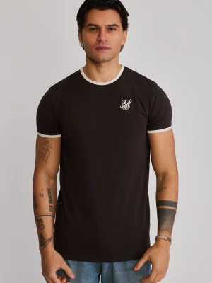 SikSilk Męskie Brązowa, Kamienna Koszulka Ringer T-Shirt