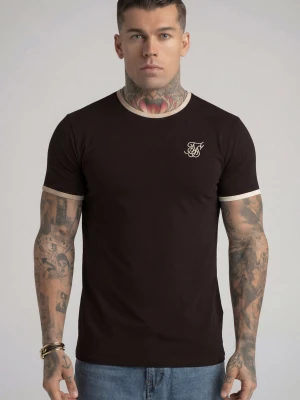 SikSilk Męskie Brązowa, Kamienna Koszulka Ringer T-Shirt