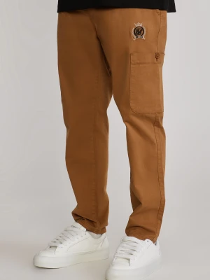 SikSilk Męskie Brązowe Luźne Fit Spodnie Cargo