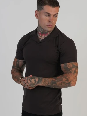 SikSilk Męskie Brązowe Revere Polo