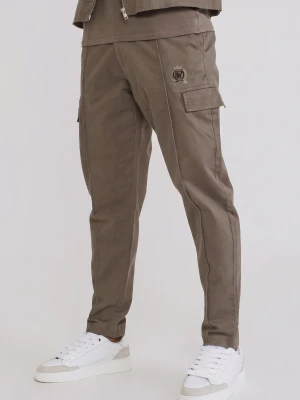SikSilk Męskie Brązowe Spodnie Chino z Plisami
