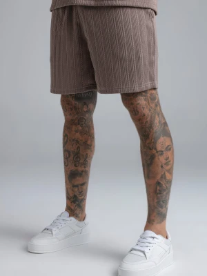 SikSilk Męskie Brązowe Teksturowane Spodenki