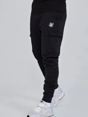 SikSilk Męskie Czarne Esencjonalne Spodnie Cargo Jogger