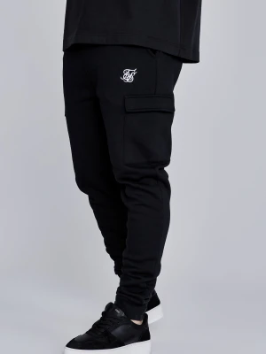 SikSilk Męskie Czarne Essentials Spodnie Cargo Joggers