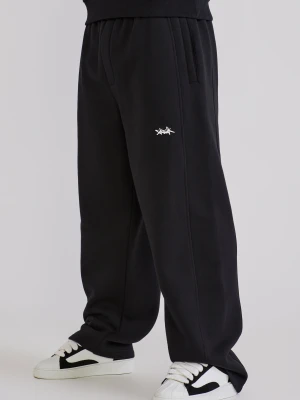 SikSilk Męskie Czarne Essentials Spodnie Joggersy Szeroka Nogawka