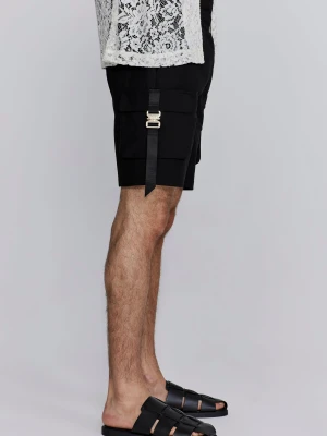 SikSilk Męskie Czarne Krótkie Spodenki Cargo Flight