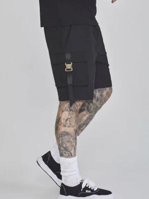Zdjęcie produktu SikSilk Męskie Czarne Krótkie Spodenki Cargo Flight