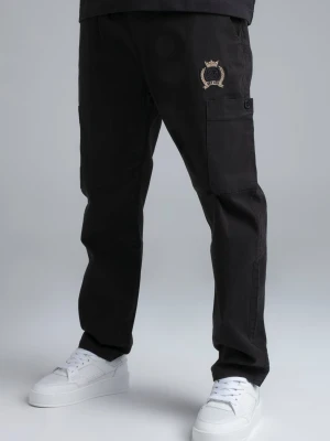 SikSilk Męskie Czarne Luźne Fit Spodnie Cargo