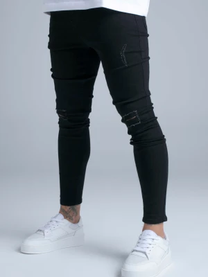 SikSilk Męskie Czarne Postarzane Dżinsy Skinny