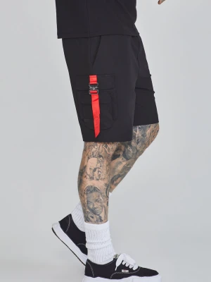 SikSilk Męskie Czarne Spodenki Cargo Flight
