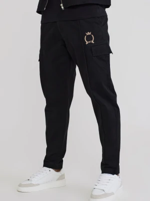 SikSilk Męskie Czarne Spodnie Chino z Plisami