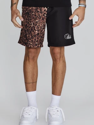 SikSilk Męskie Czarne Szorty w Zwierzęcy Wzór