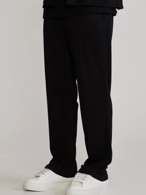 SikSilk Męskie Czarne Teksturowane Spodnie Treningowe