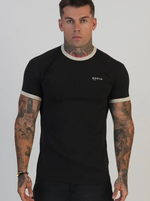 SikSilk Męskie Czarny, Ecru Koszulka Ringer T-shirt