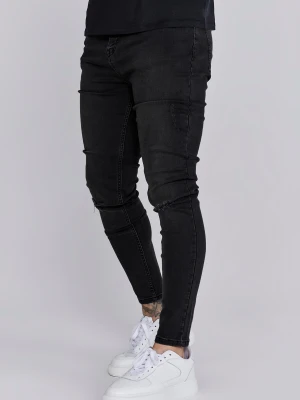 SikSilk Męskie Dżinsy Prane Czarne