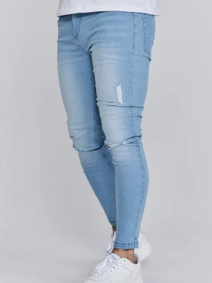 SikSilk Męskie Dżinsy Prane Jasnoniebieski