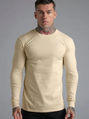 SikSilk Męskie Ecru Essentials LS T-shirt