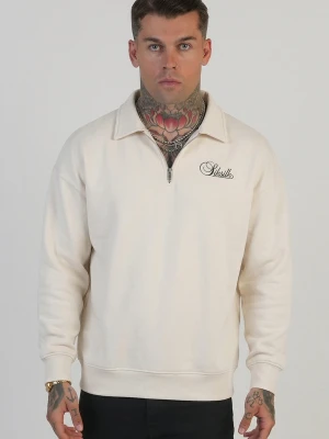 Zdjęcie produktu SikSilk Męskie Ecru Essentials Polo Sweter