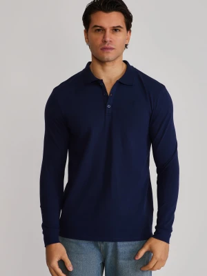 SikSilk Męskie Granatowe LS Button Polo