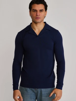 SikSilk Męskie Granatowe LS Revere Polo