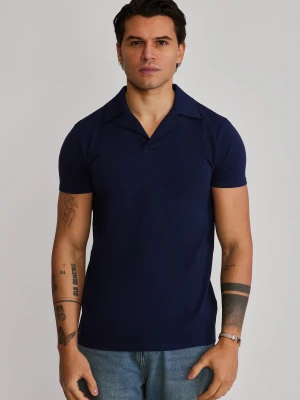 SikSilk Męskie Granatowe Revere Polo