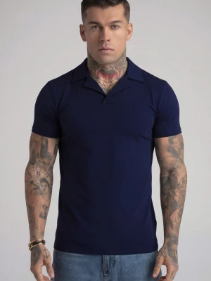 SikSilk Męskie Granatowe Revere Polo