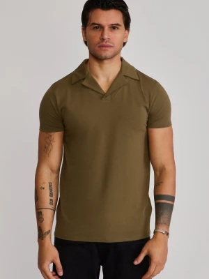 SikSilk Męskie Khaki Zielone Revere Polo