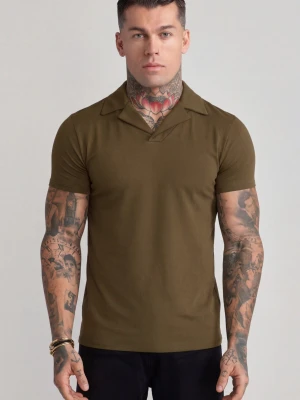SikSilk Męskie Khaki Zielone Revere Polo