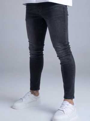 SikSilk Męskie Prane Ciemnoszare Jeansy Skinny szary