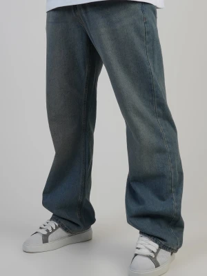 SikSilk Męskie Prane Vintage Niebieskie Luźne Jeansy