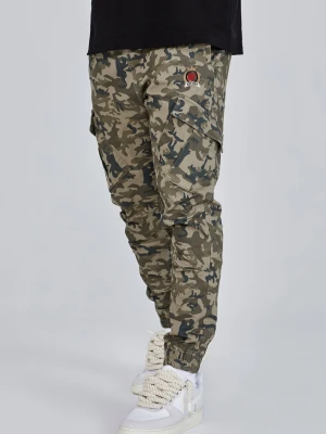SikSilk Męskie Spodnie Cargo w Zielonym Kamuflażu