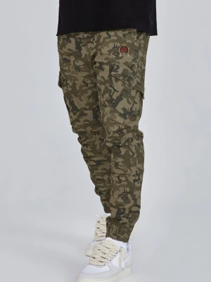 SikSilk Męskie Spodnie Cargo w Zielonym Kamuflażu