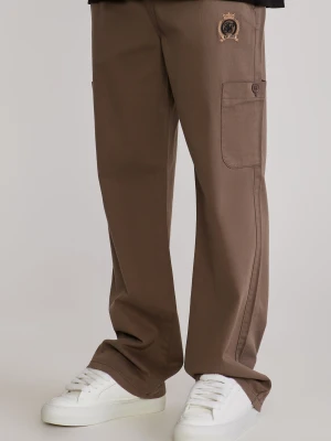 SikSilk Męskie Średni Brąz Luźne Spodnie Cargo