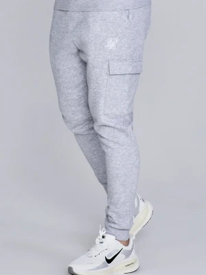 SikSilk Męskie Szare Marmurkowe Essentials Spodnie Cargo Joggersy