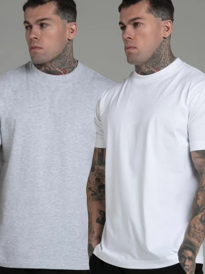 SikSilk Męskie Szare Melanżowe Białe Opakowanie 2 Koszulek