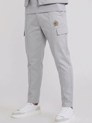 SikSilk Męskie Szare Spodnie Chino z Plisami