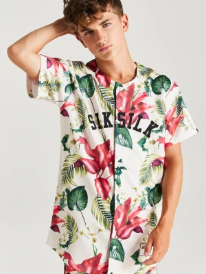 SikSilk Retro Tropics Koszulka Baseballowa - Ecru