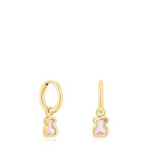 Silver Vermeil Gregal Pink Bear Hoop Earrings - Tous Rozmiar