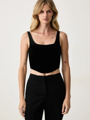 Silvian Heach crop top damski welurowy NAGAR czarny