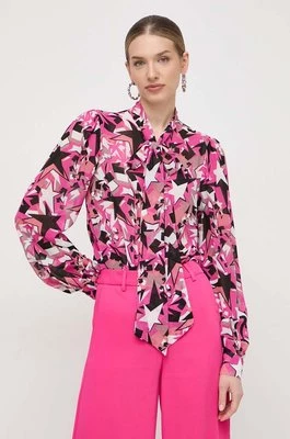 Silvian Heach koszula damska kolor różowy regular z wiązanym dekoltem