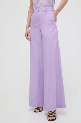 Silvian Heach spodnie damskie kolor fioletowy szerokie high waist