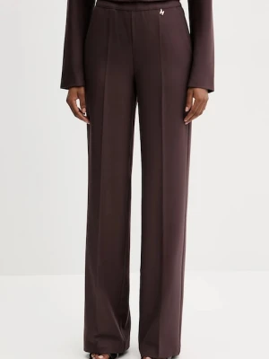 Silvian Heach spodnie FOLEY damskie kolor brązowy szerokie high waist GPA25486PA
