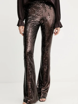 Silvian Heach spodnie FUNZAM damskie kolor brązowy dzwony high waist GPA25522PA
