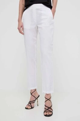 Silvian Heach spodnie lniane kolor biały proste high waist